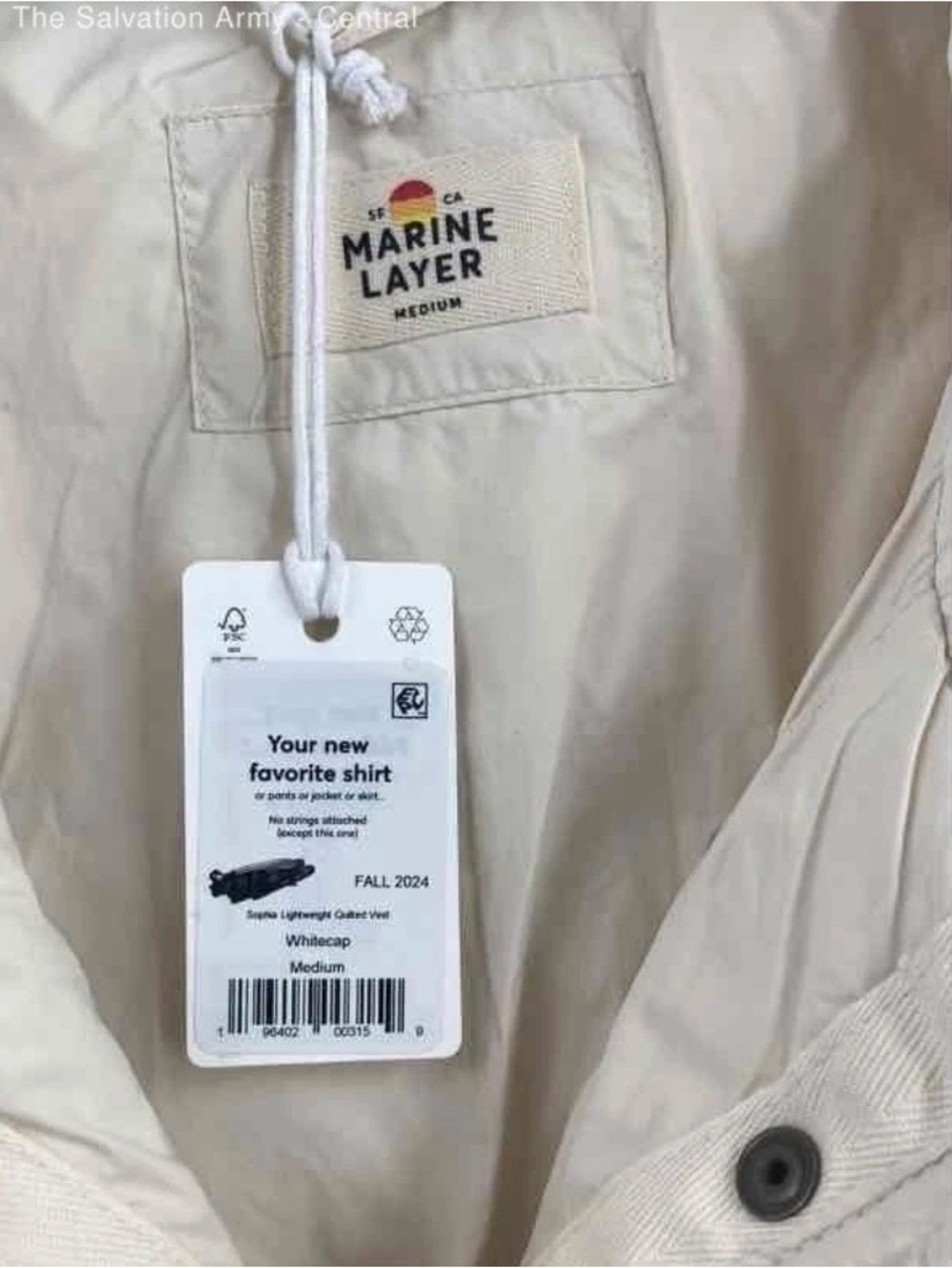 NWT Marine Layer Cream Quilted Puffer Vest Lightweight Fall Layering Size M - Picture 6 of 6